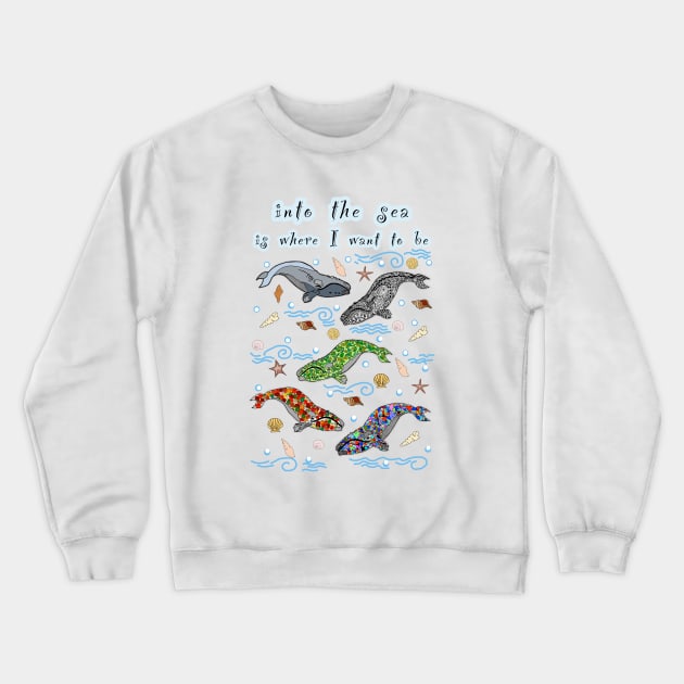 Whales, Right Whales, Georgia, State Marine Mammal Crewneck Sweatshirt by cfmacomber